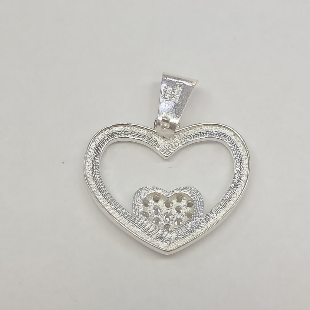 DIJE CORAZON C/CIRCONIAS PLATA .925 2.5 GR (NUEVO)