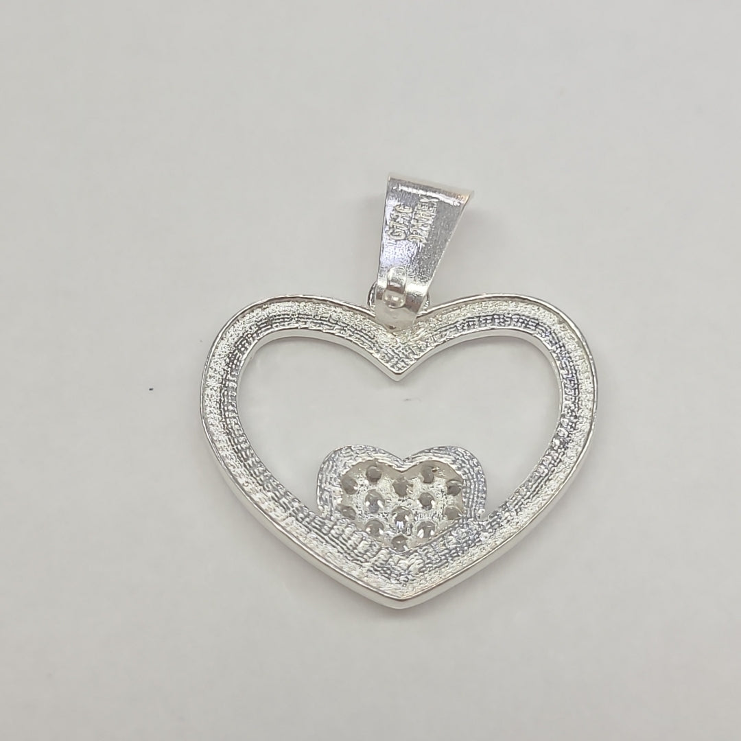 DIJE CORAZON C/CIRCONIAS PLATA .925 2.5 GR (NUEVO)