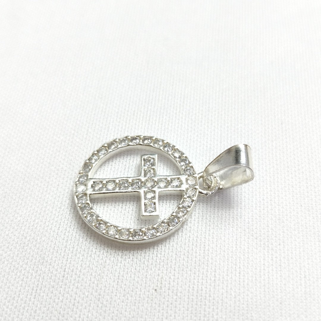 DIJE CRUZ C/CIRCONIAS PLATA .925 2.5 GR (NUEVO)