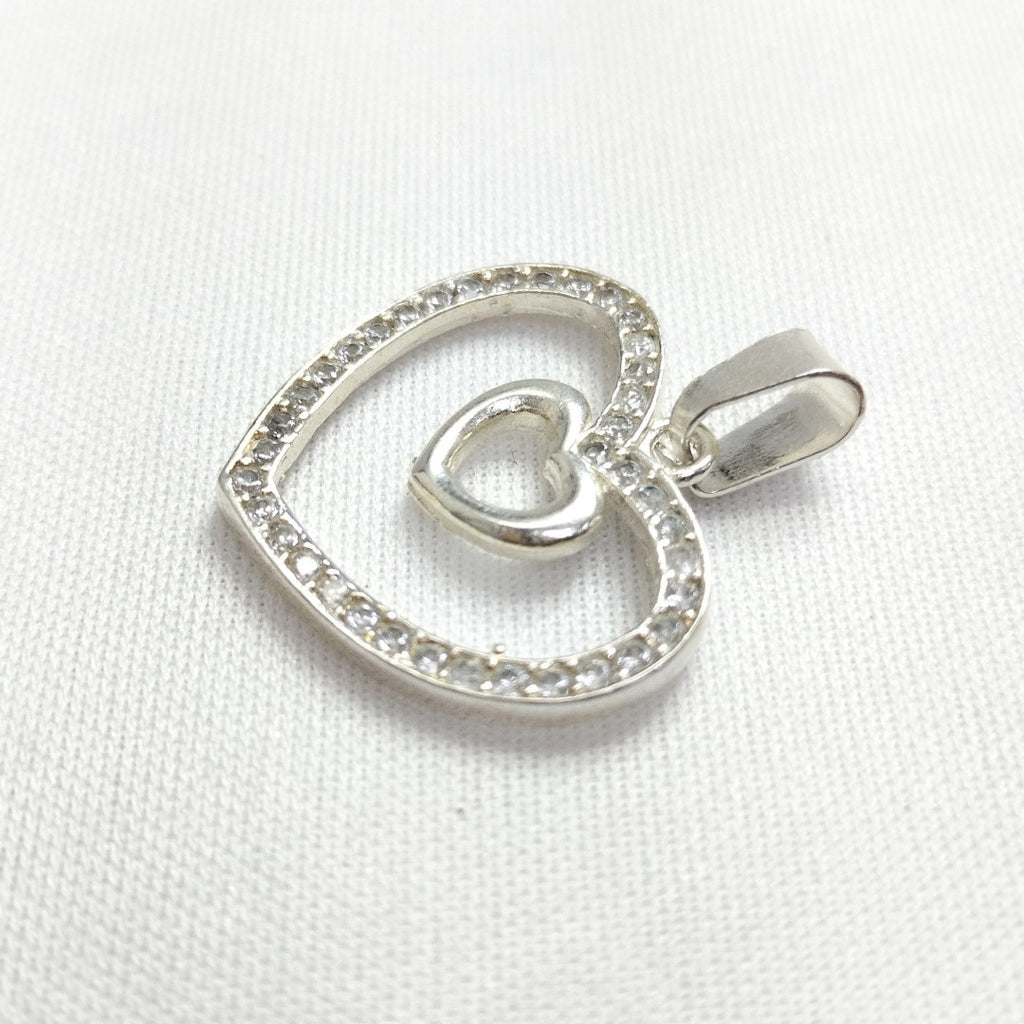 DIJE CORAZON C/CIRCONIAS PLATA .925 2.7 GR (NUEVO)