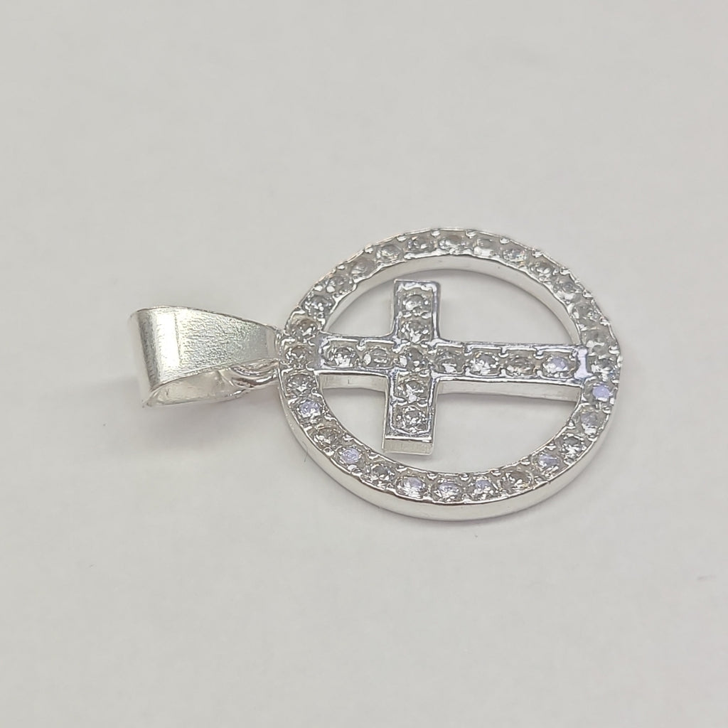 DIJE CRUZ C/CIRCONIAS PLATA .925 2.5 GR (NUEVO)