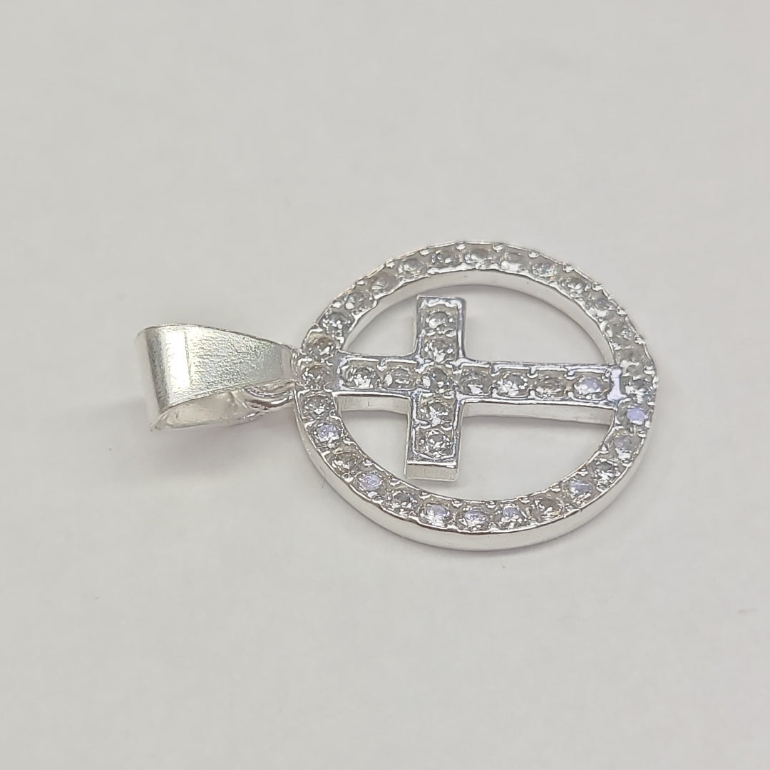 DIJE CRUZ C/CIRCONIAS PLATA .925 2.5 GR (NUEVO)