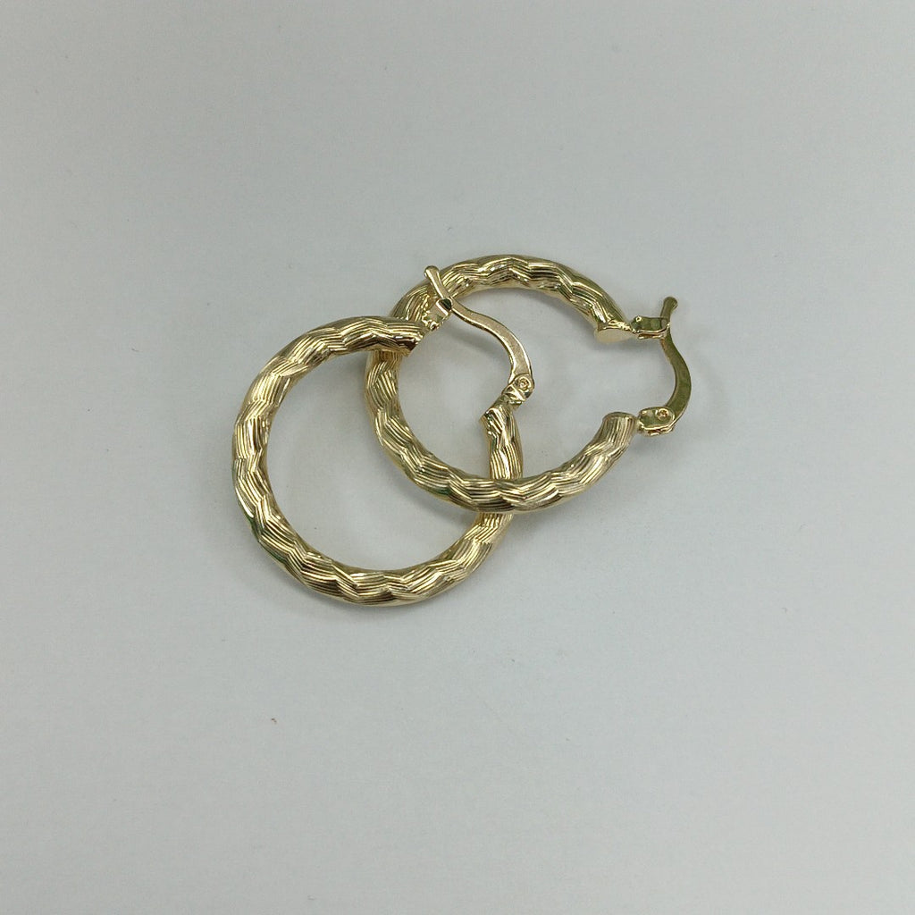 ARETES TEJIDO ARRACADA LABRADA 14K 2.7 GR (NUEVO)