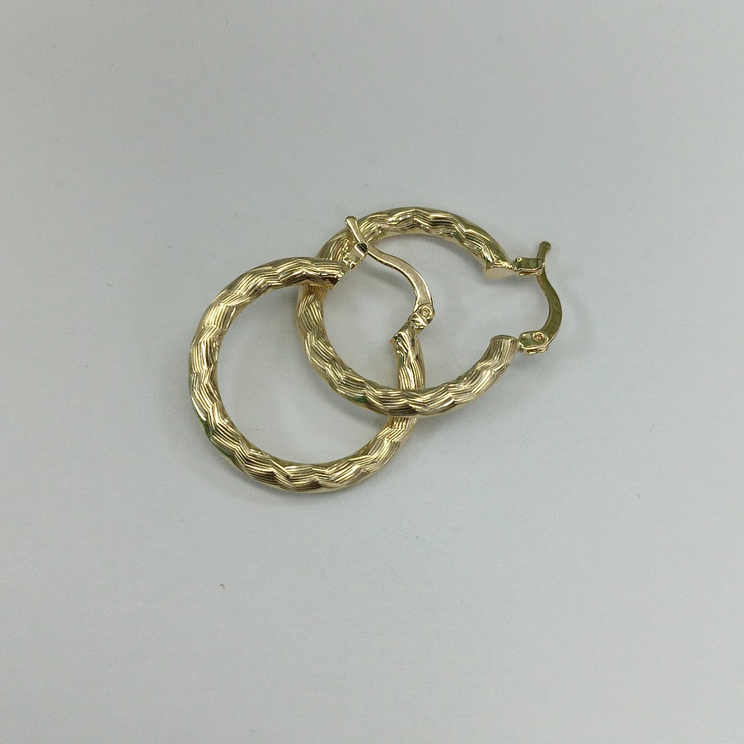 ARETES TEJIDO ARRACADA LABRADA 14K 2.7 GR (NUEVO)