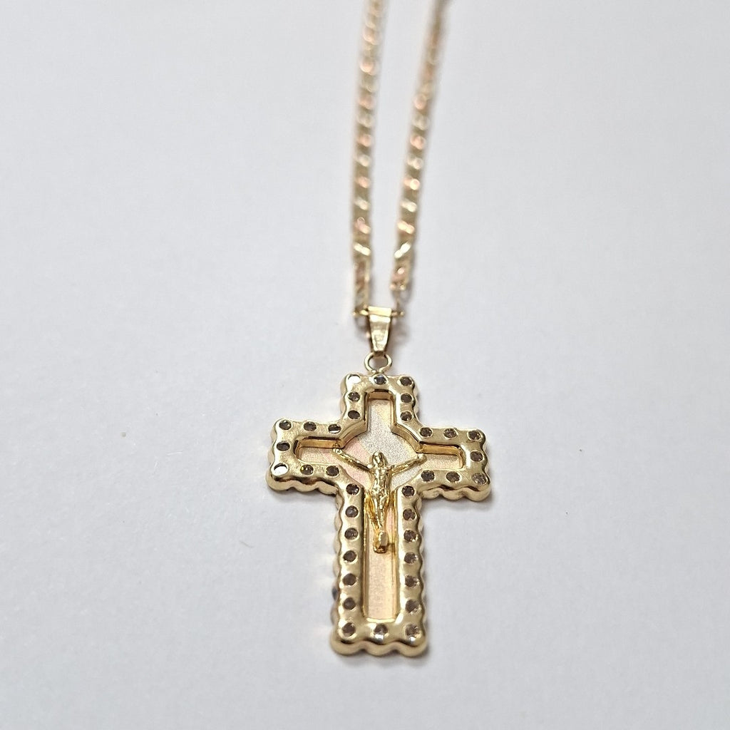 CADENA, CRUCIFIJO ORO, RODIADO 10 K 4.4 GRMS (SEMINUEVO)