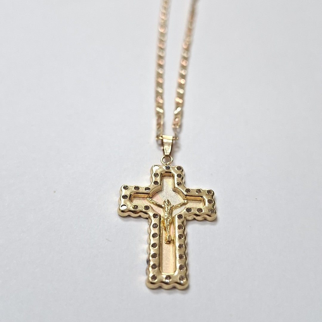 CADENA, CRUCIFIJO ORO, RODIADO 10 K 4.4 GRMS (SEMINUEVO)