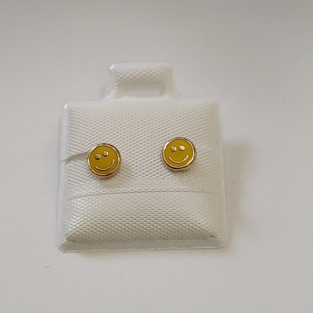 BROQUELES BROQUEL FIG SONRISA ESMALTE AMARILLO 14K 0.2074 GR (NUEVO)