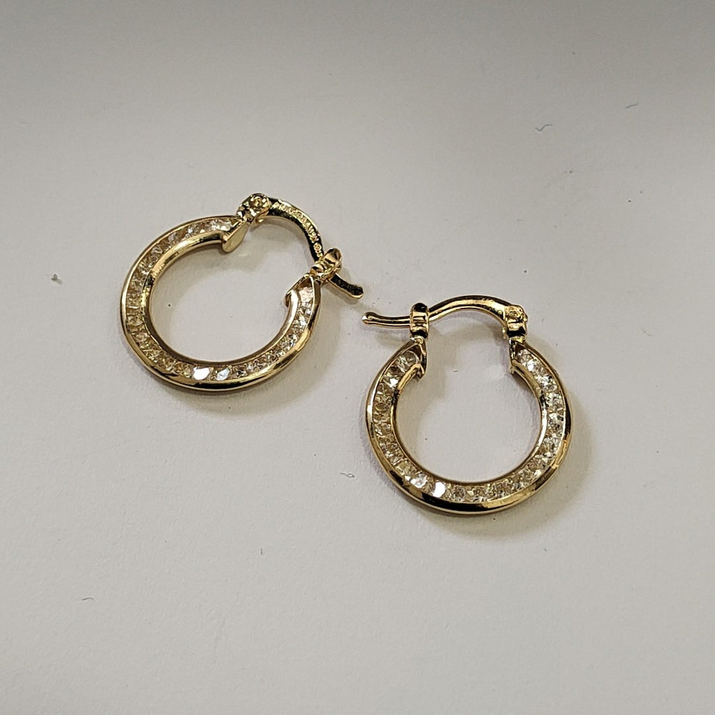 ARETES ARRACADAS CON CIRCONIAS 14K 2.3 GR (NUEVO)