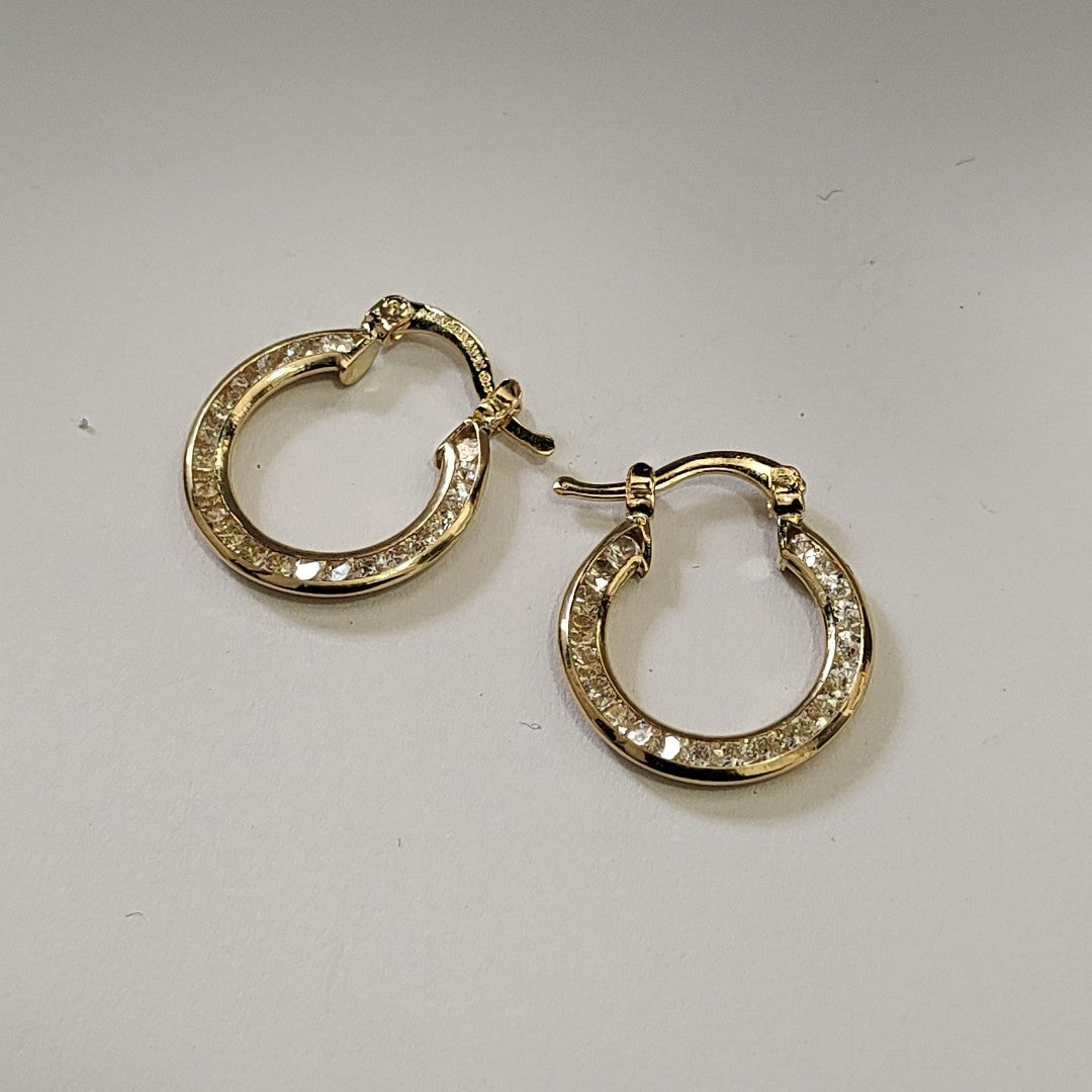 ARETES ARRACADAS CON CIRCONIAS 14K 2.3 GR (NUEVO)