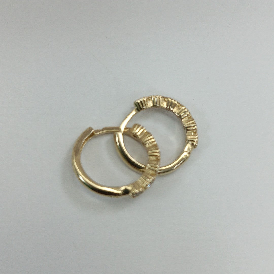 ARETES HUGGIES C CIRCONIAS 14K 2 GR (NUEVO)