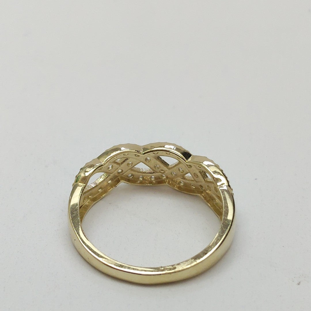 ANILLOS TRENZADO CON CIRCONIAS 14K TALLA 7 2.5 GR (NUEVO)