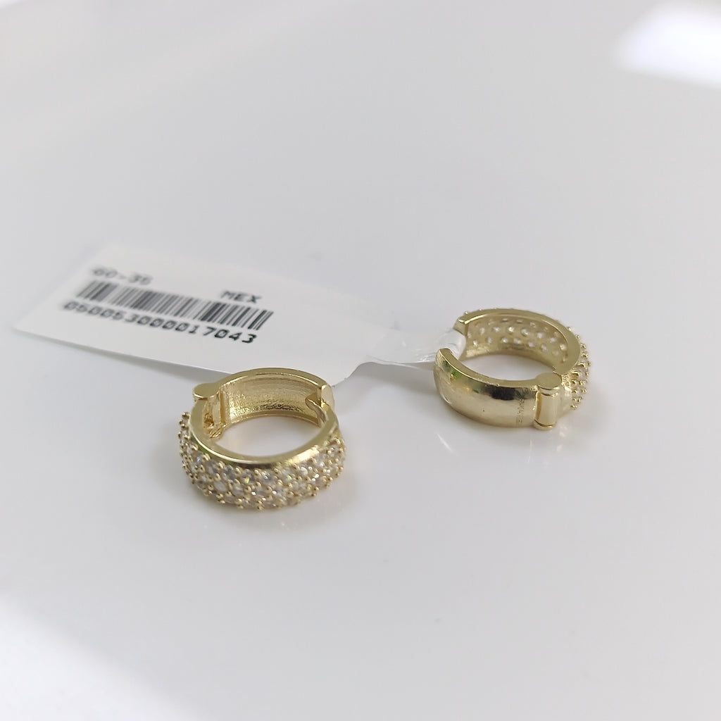 ARETES HUGGIE CON CIRCONIAS 14K 2.1 GR (NUEVO)