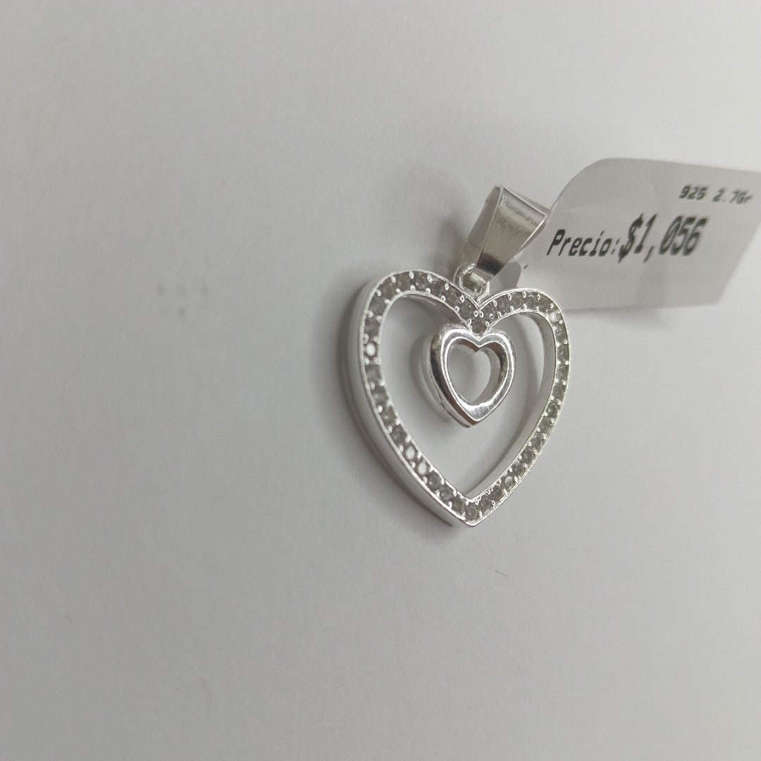 DIJE CORAZON C/CIRCONIAS PLATA .925 2.7 GR (NUEVO)
