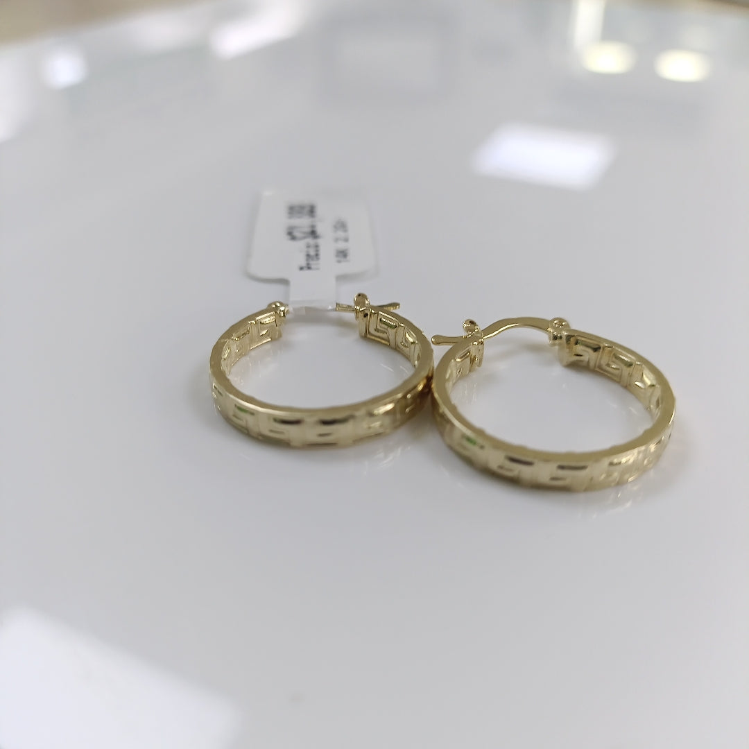 ARETES TEJIDO ARRACADAS TIPO GRECAS 14K 2.2 GR (NUEVO)
