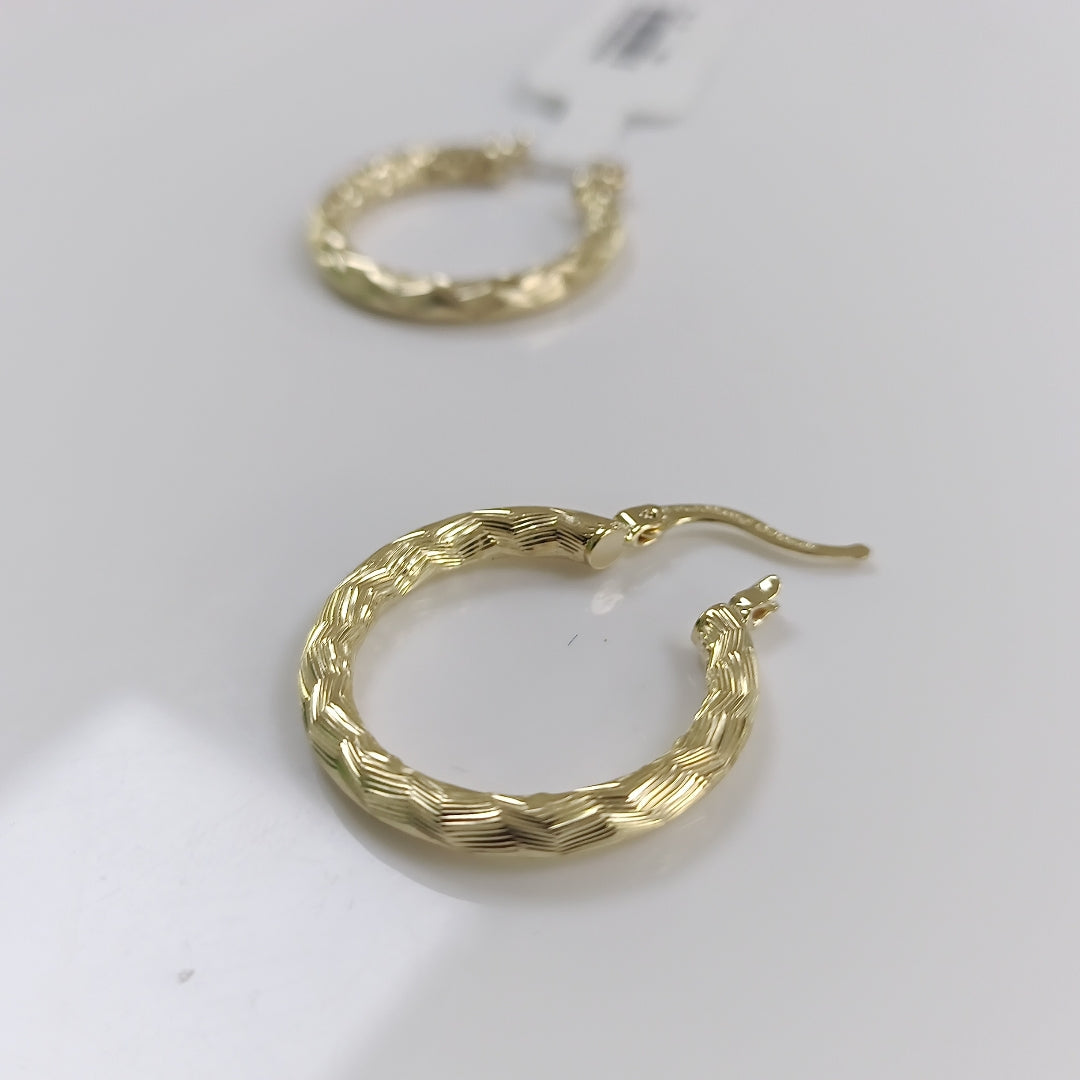 ARETES TEJIDO ARRACADA LABRADA 14K 2.6 GR (NUEVO)