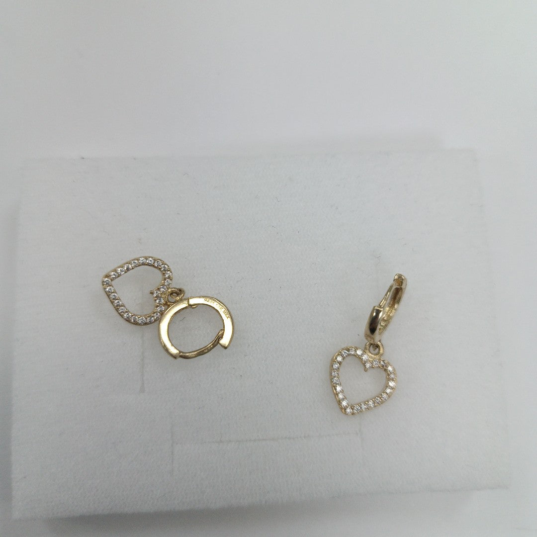 ARETES FIG CORAZON C CIRCONIAS 10K 2.6 GR (NUEVO)