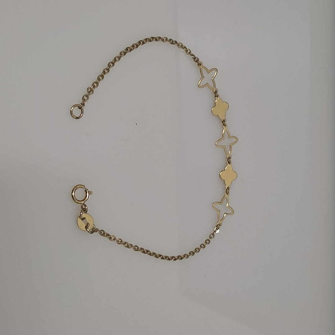 PULSERA TEJIDO ESP CON TREBOL 14K 18 CM 1.6 GR (NUEVO)