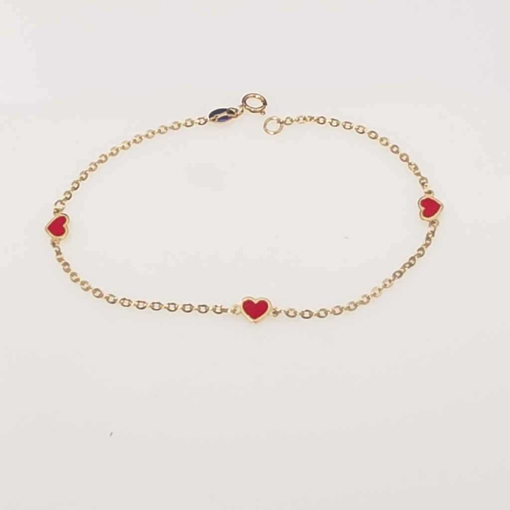 PULSERA ESPECIAL CON CORAZONES 14K 18 CM 1.4 GR (NUEVO)