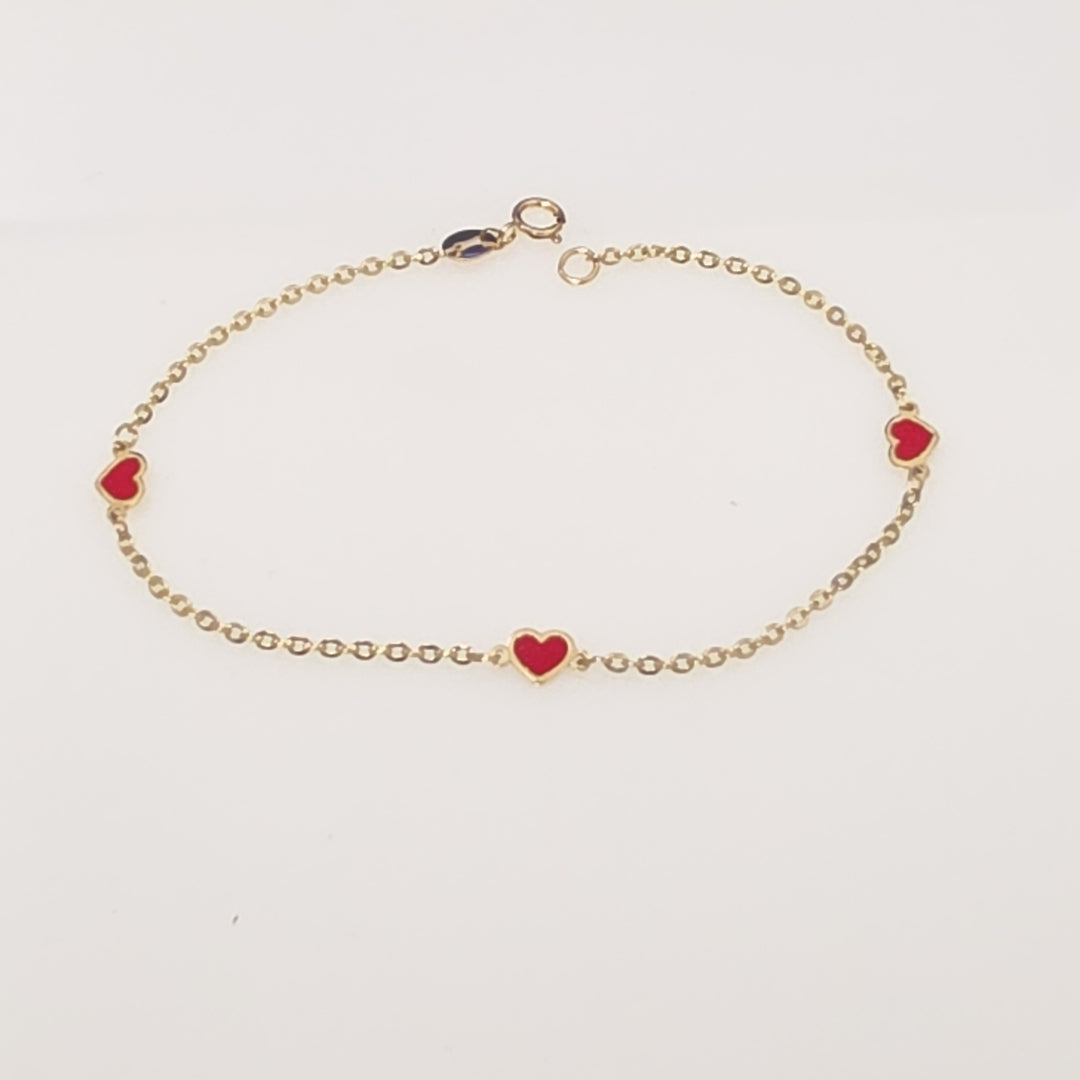PULSERA ESPECIAL CON CORAZONES 14K 18 CM 1.4 GR (NUEVO)