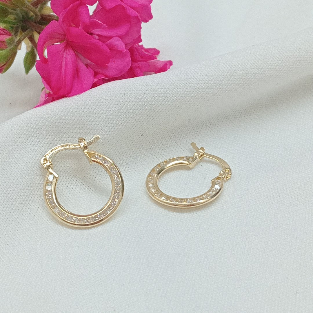ARETES ARRACADAS CON CIRCONIAS 14K 2.4 GR (NUEVO)