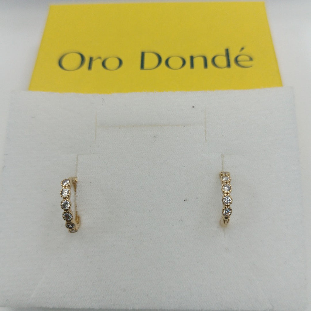 ARETES HUGGIES C CIRCONIAS 14K 2 GR (NUEVO)