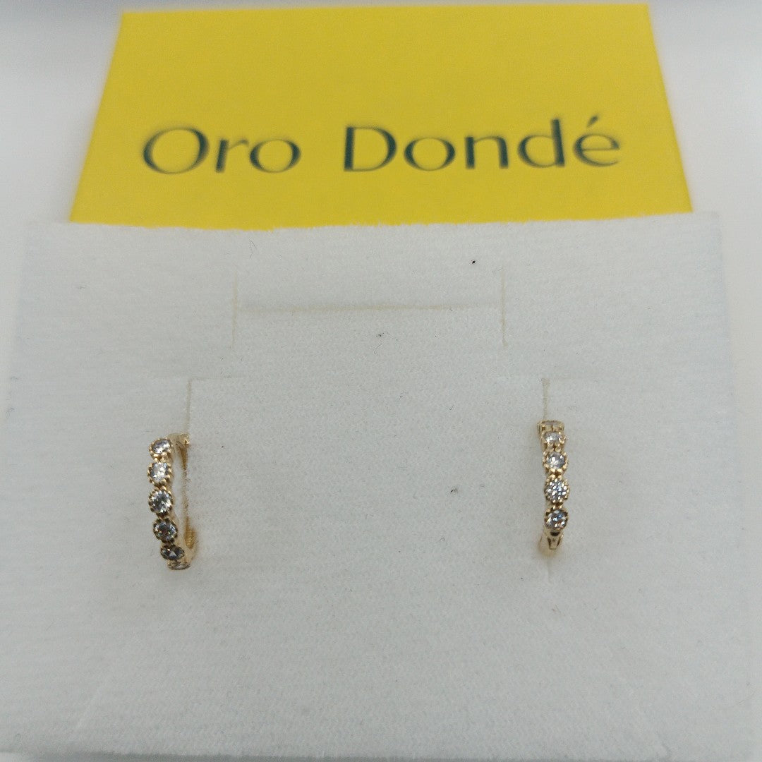 ARETES HUGGIES C CIRCONIAS 14K 2 GR (NUEVO)