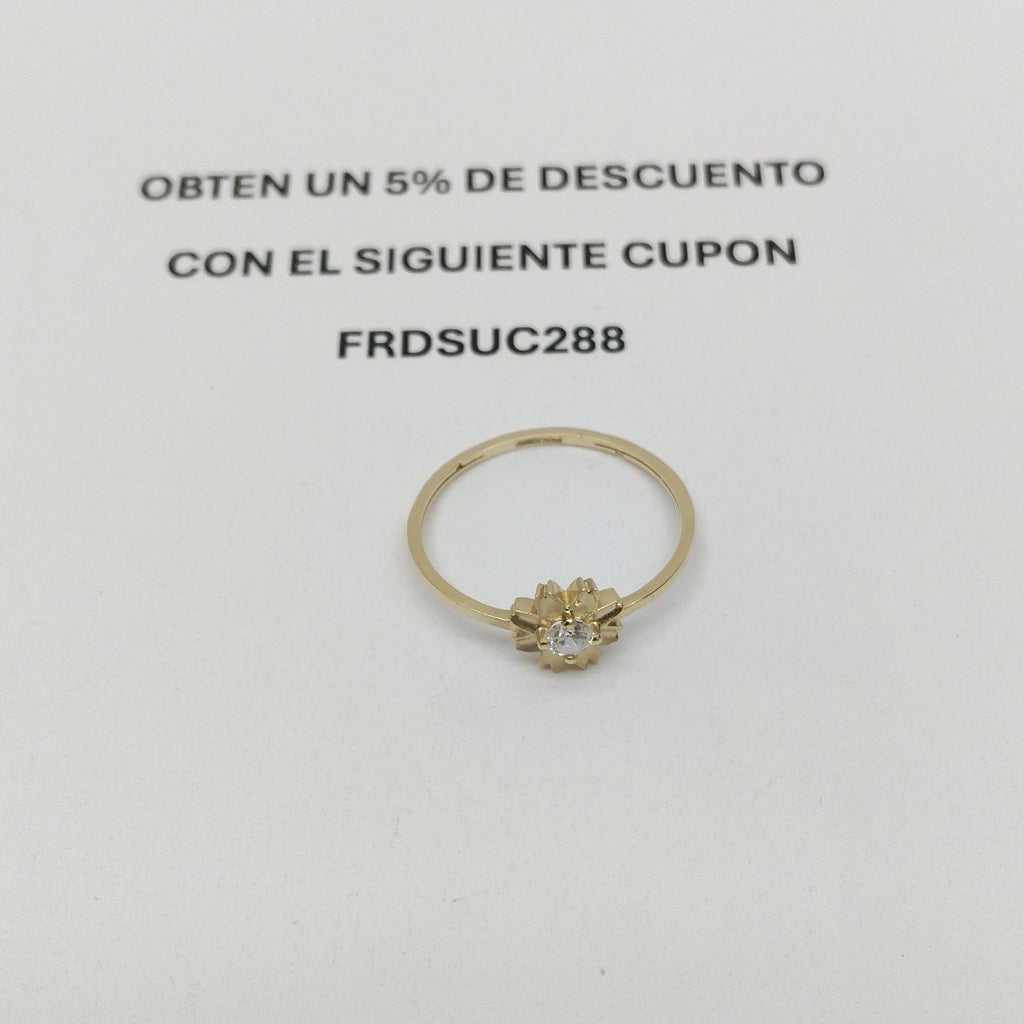 ANILLOS FLOR Y CIRCONIA 14K TALLA 8 1.1 GR (NUEVO)