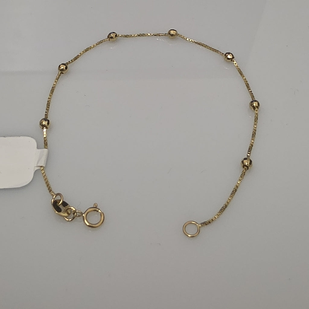 PULSERA ESPECIAL CON BOLITAS 14K 18 CM 1.4 GR (NUEVO)
