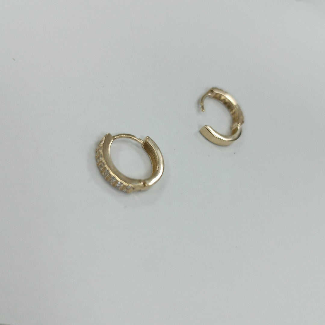 ARETES HUGGIES C CIRCONIAS 14K 1.8 GR (NUEVO)