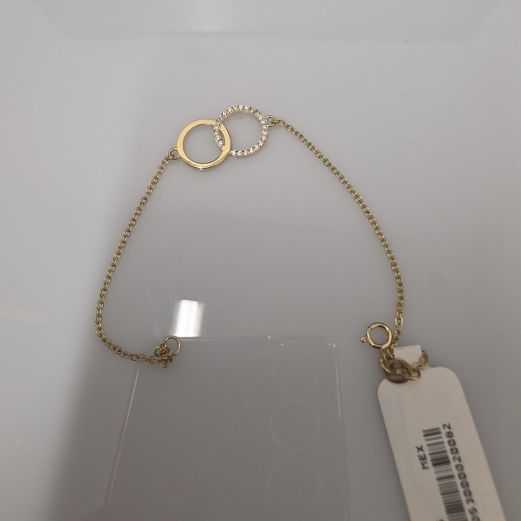 PULSERA TEJIDO ESPECIAL FIG AROS UNIDOS C CIRCS 14K 18 CM 2.1 GR (NUEVO)