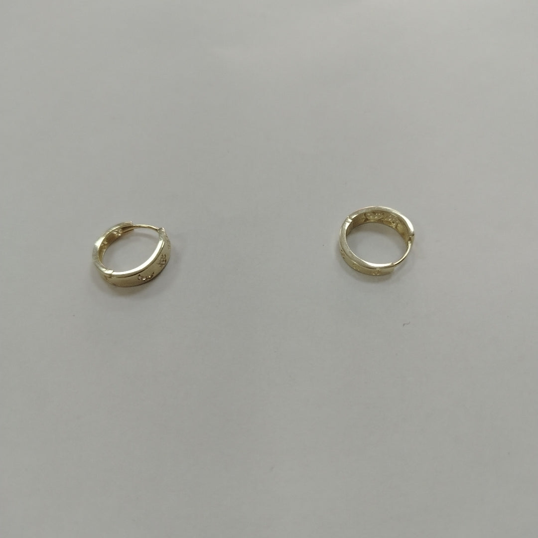 ARETES TEJIDO HUGGIES CON CIRCONIAS 14K 2.9 GR (NUEVO)