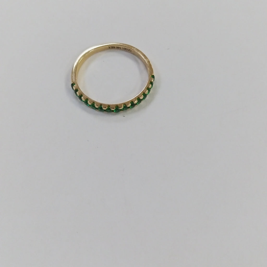 ANILLO ANILLITO MEDIA CHURUMBELA C PDRAS COLOR VERDE 14K 7 TALLA 1.5 GR (NUEVO)