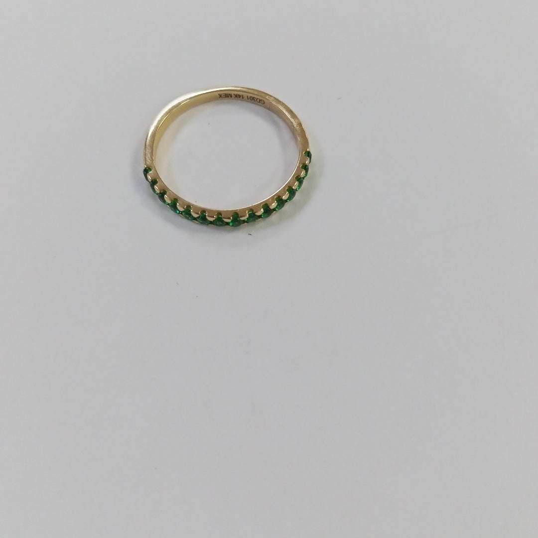 ANILLO ANILLITO MEDIA CHURUMBELA C PDRAS COLOR VERDE 14K 7 TALLA 1.5 GR (NUEVO)
