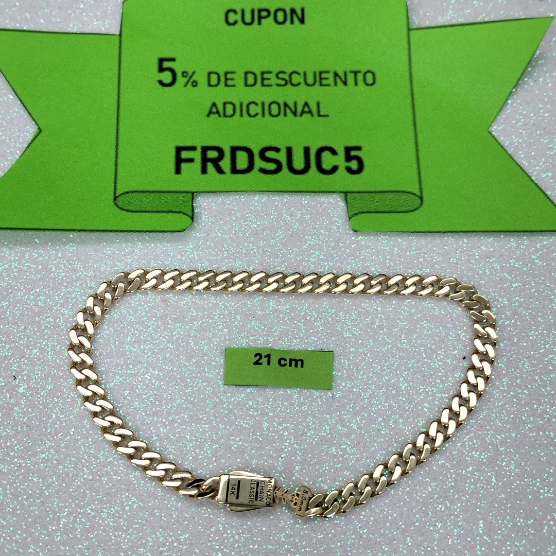 PULSERA CABALLERO MONACO ORO 14K 5.7 (NUEVO)