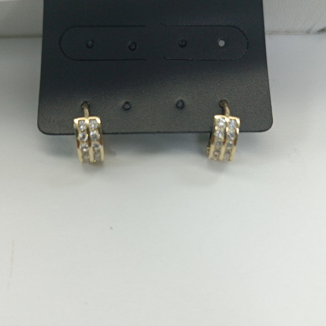 ARETES HUGGIES C CIRCONIAS 14K 1.7 GR (NUEVO)
