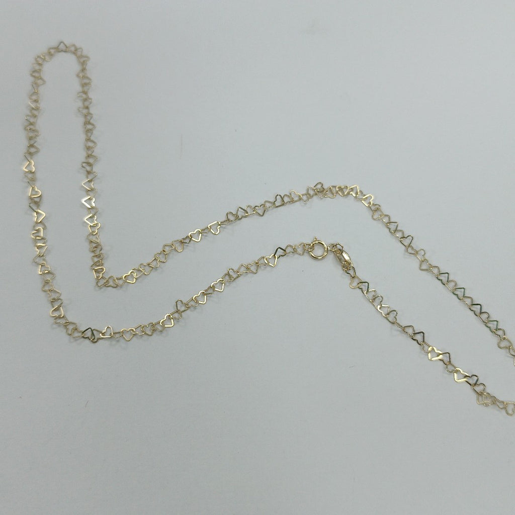 CADENAS TEJIDO CORAZONES ORO 10K 55 CM 2.7 GR (NUEVO)