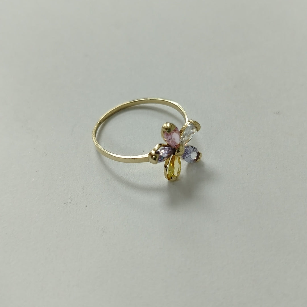 ANILLOS FLOR CON PIEDRAS DE COLOR 14K TALLA 7 1.4 GR (NUEVO)