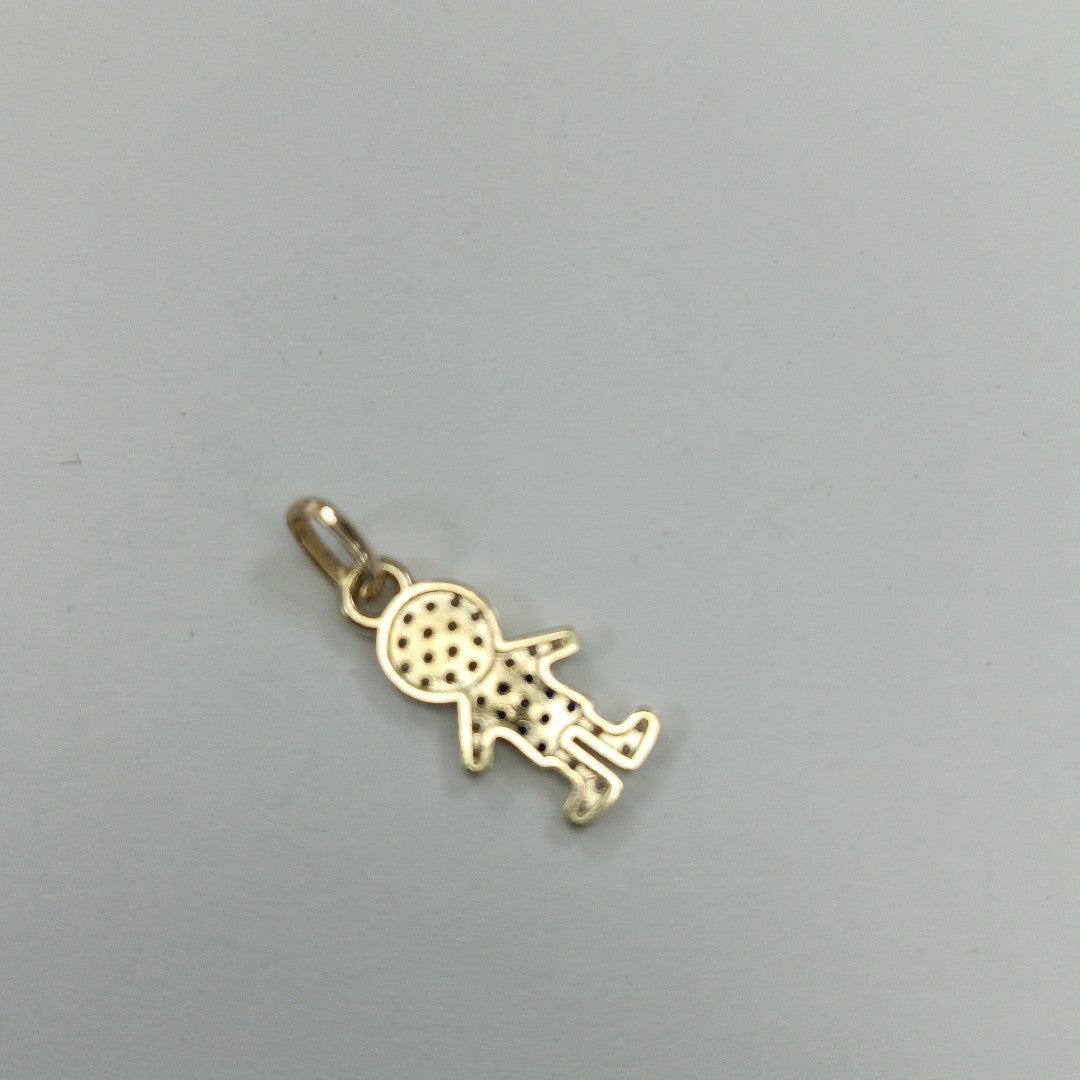 DIJE NIÑO CON CIRCONIAS Y PIEDRAS DE COLOR 10K 0.8 GR (NUEVO)