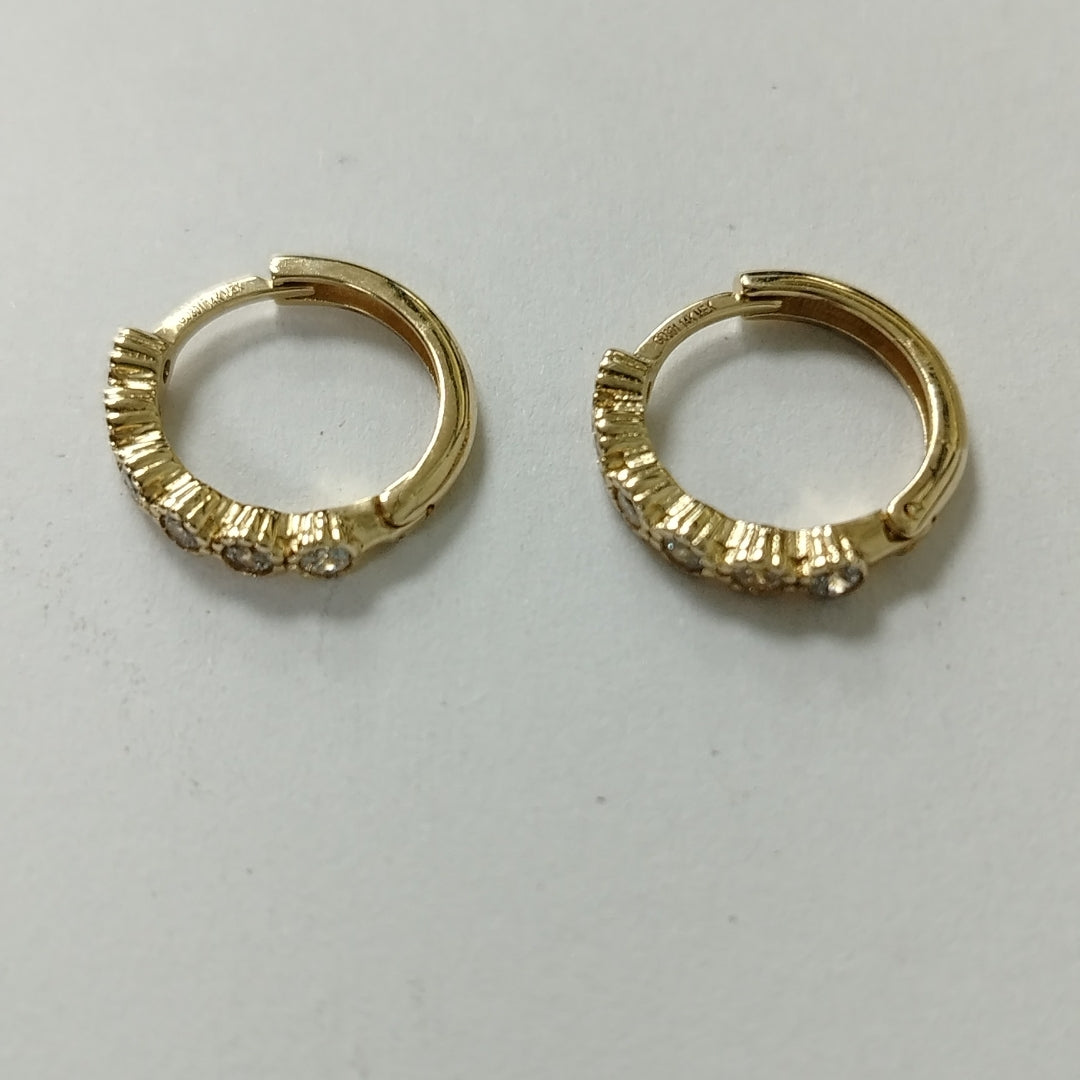 ARETES HUGGIES C CIRCONIAS 14K 2 GR (NUEVO)