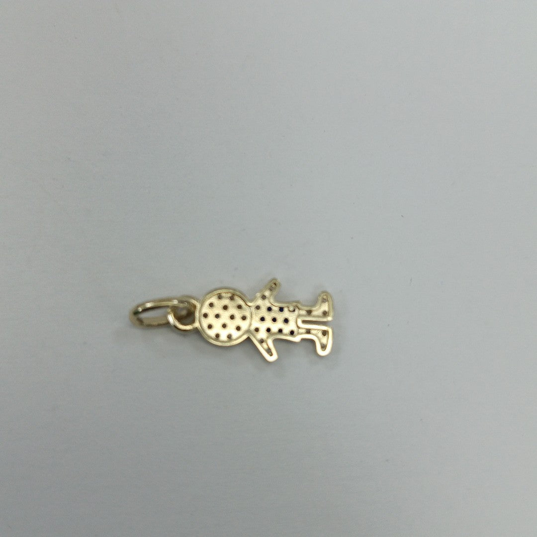 DIJE NIÑO CON CIRCONIAS Y PIEDRAS DE COLOR 10K 0.8 GR (NUEVO)