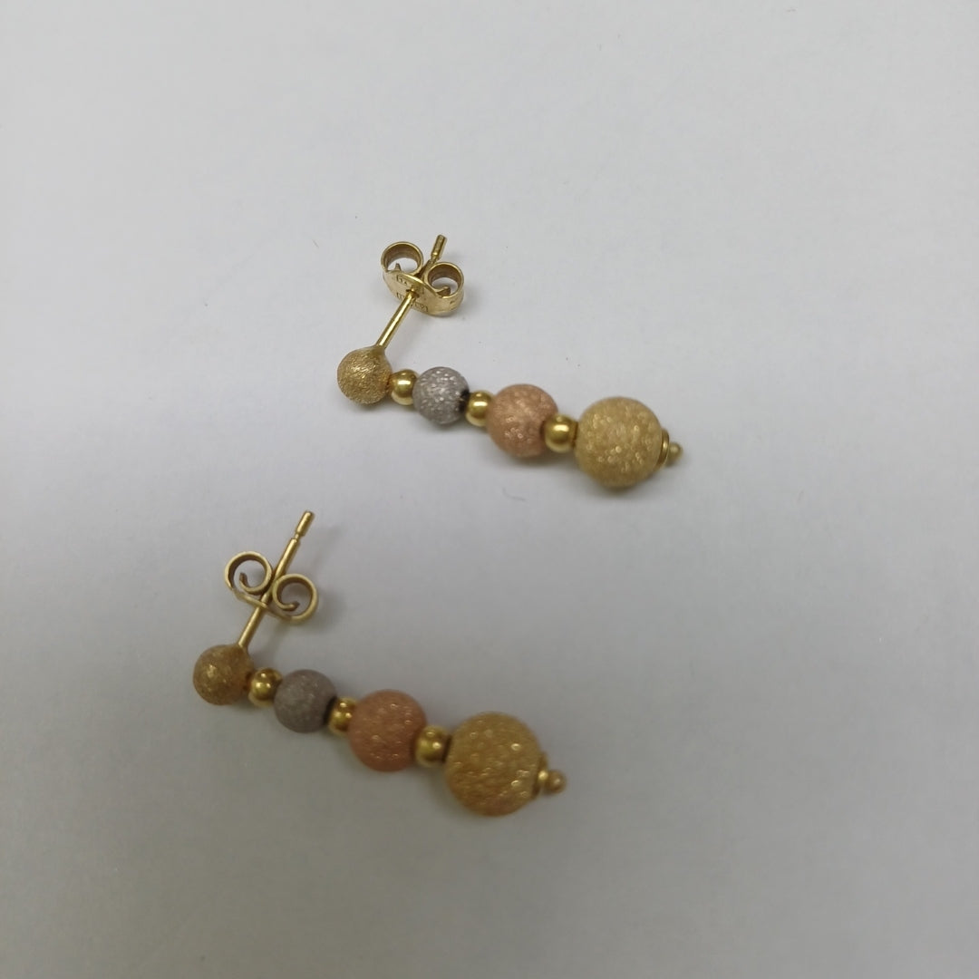 ARETES PAR ORO, ORO COMBINADO 14 K 1.7 GRMS (SEMINUEVO)