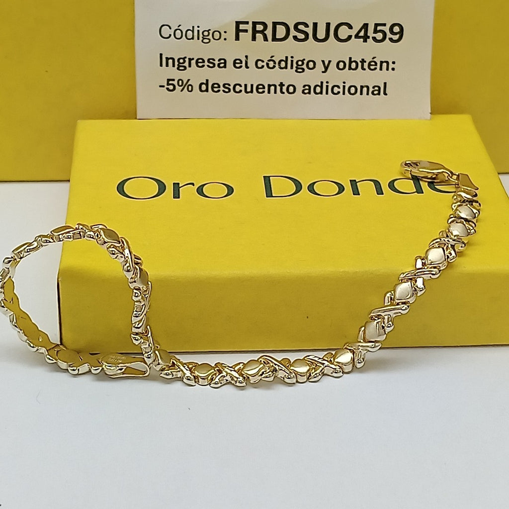 PULSERA ESPECIAL XOXO 14K 18 CM 6.1 GR (NUEVO)