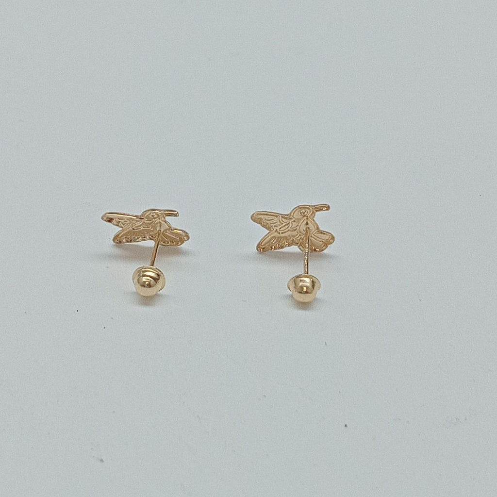 BROQUELES BROQUEL FIG COLIBRI ESMALTE ROSA 14K 0.2138 GR (NUEVO)