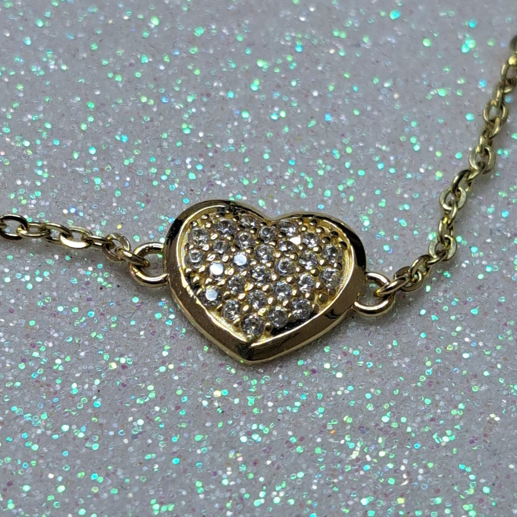 PULSERA TEJIDO ESPECIAL C CORAZON CIRCONIAS 14K 18 CM 2.1 GR (NUEVO)