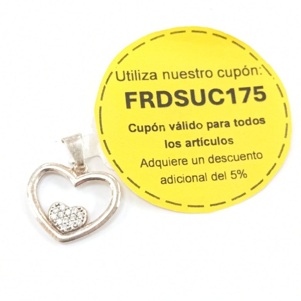 DIJE CORAZON C/CIRCONIAS PLATA .925 2.7 GR (NUEVO)