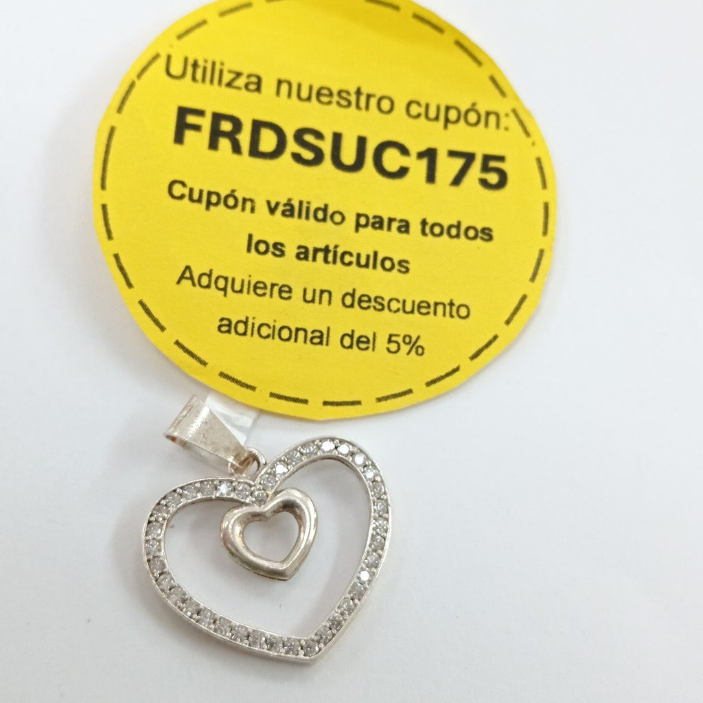 DIJE CORAZON C/CIRCONIAS PLATA .925 2.7 GR (NUEVO)
