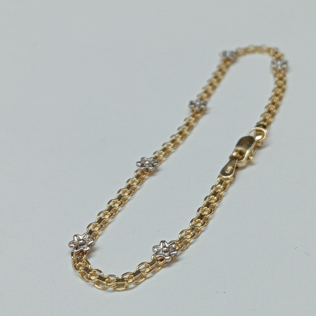 PULSERA ESPECIAL C FLORES 14K 18 CM 2.9 GR (NUEVO)