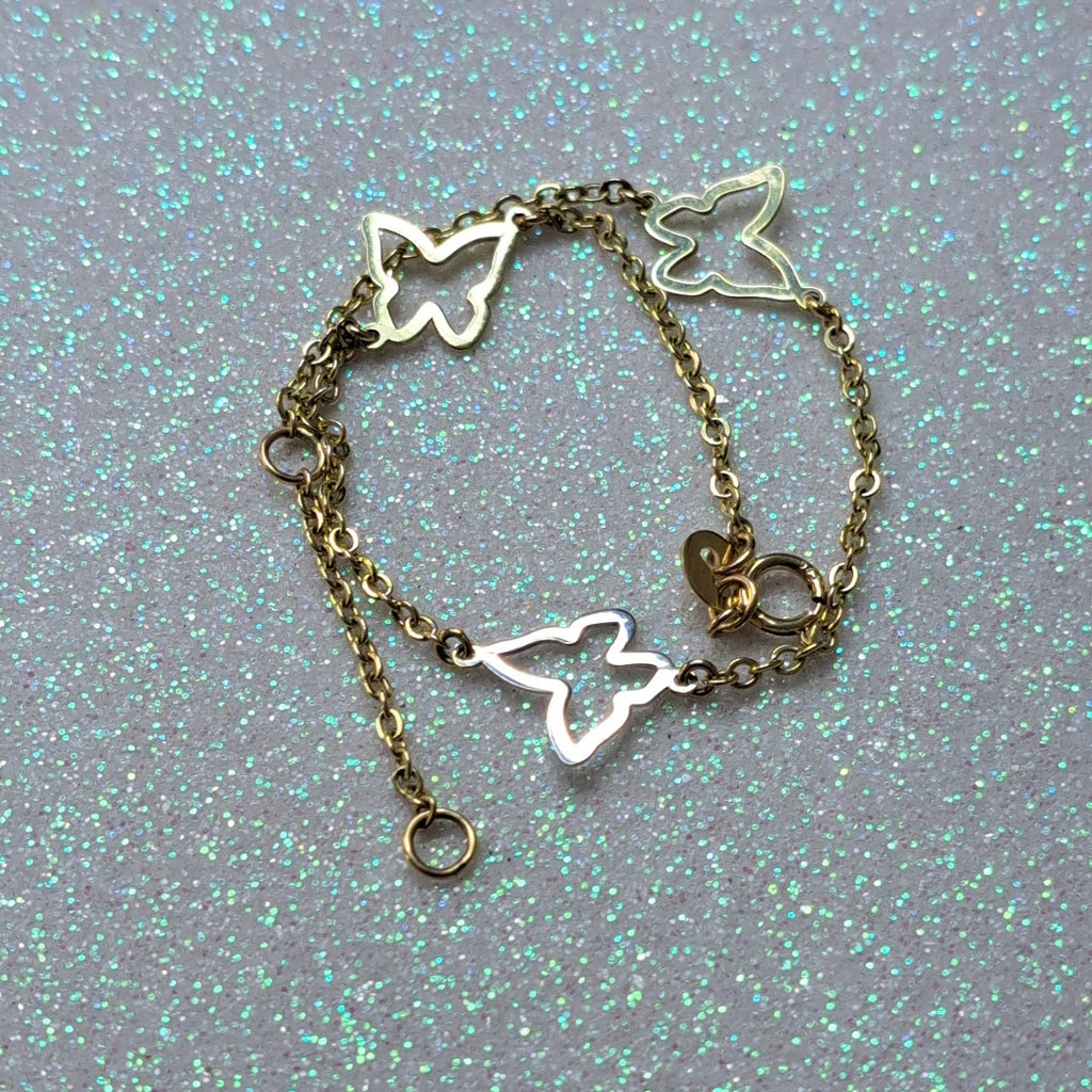 PULSERA ESPECIAL C MARIPOSAS 14K 18 CM 1.7 GR (NUEVO)