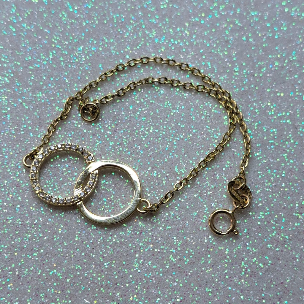 PULSERA TEJIDO ESPECIAL FIG AROS UNIDOS C CIRCS 14K 18 CM 2.1 GR (NUEVO)