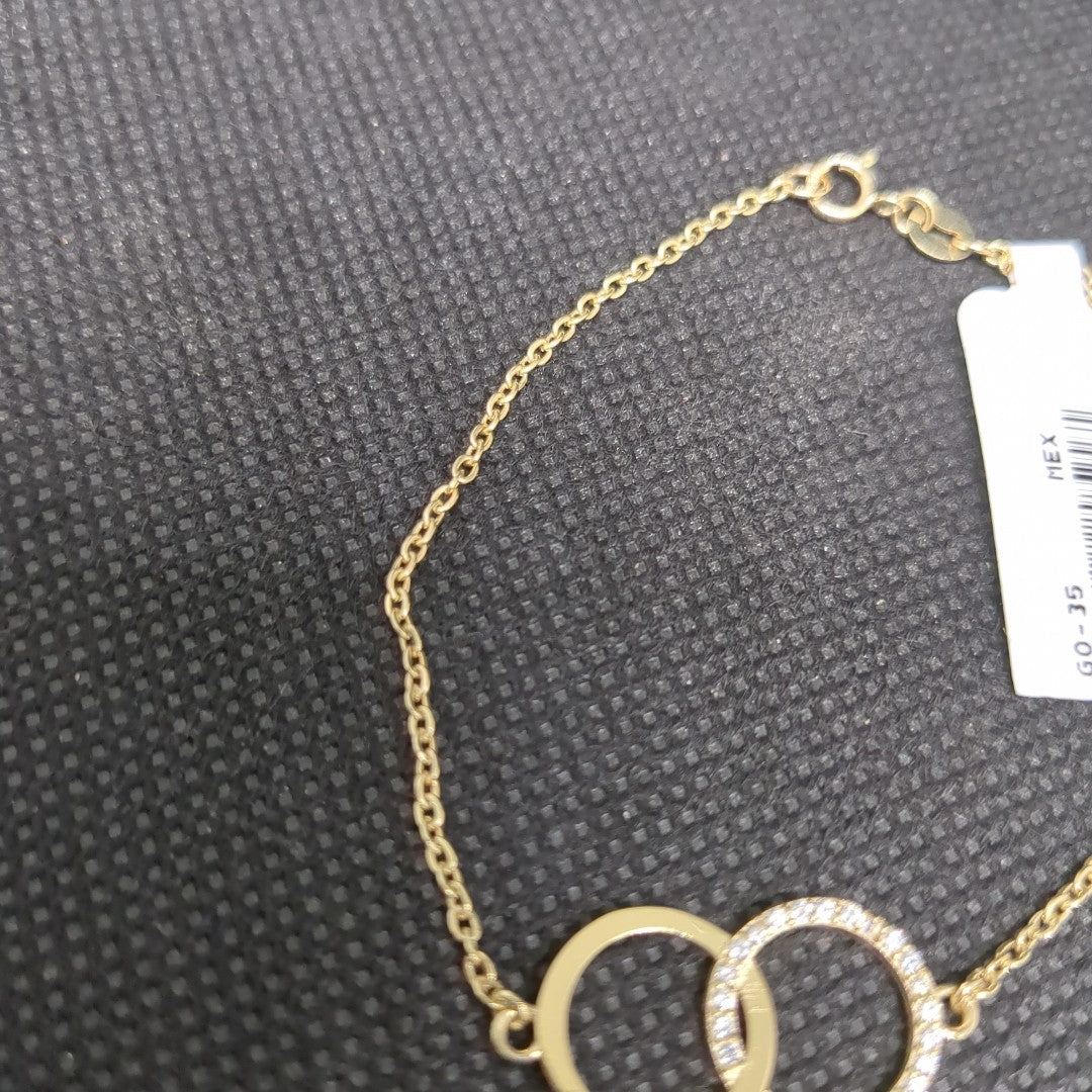 PULSERA TEJIDO ESPECIAL FIG AROS UNIDOS C CIRCS 14K 18 CM 2.1 GR (NUEVO)